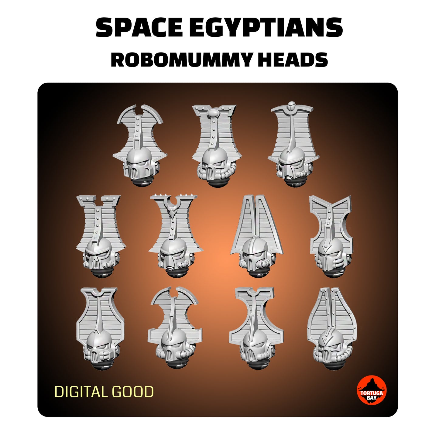 Space Egyptians Helmets | Galaxy Marines Bits (11) - Havoc Brothers - Tortugabay - 3D Printed Mini Marines