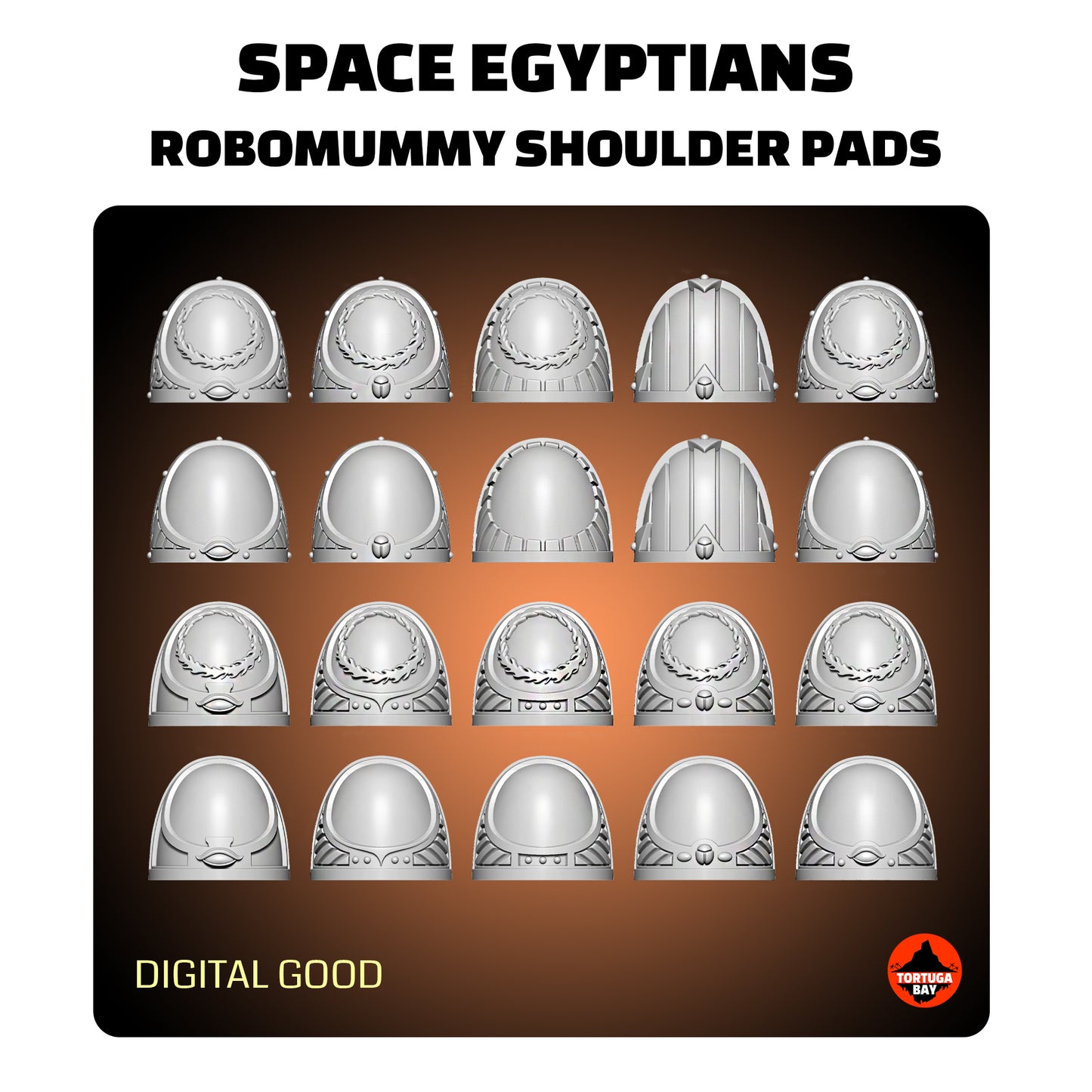 Space Egyptians Shoulder Pads | Galaxy Marines Bits (20) - Havoc Brothers - Tortugabay - 3D Printed Mini Marines
