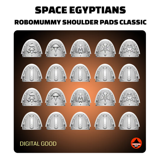 Space Egyptians Classic Shoulder Pads | Galaxy Marines Bits (20) - Havoc Brothers - Tortugabay - 3D Printed Mini Marines