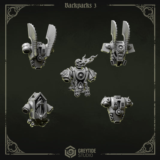 Backpacks 3 Eternal Pilgrims | (5) - Battle Brothers - Greytide - Miniatures