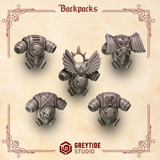 Backpacks Crimson Lords | (5) - Battle Brothers - Greytide - Miniatures