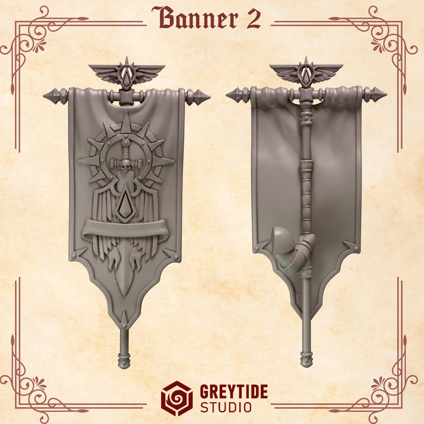 Banners 2 Crimson Lords | Battle Brothers - Greytide - Miniatures