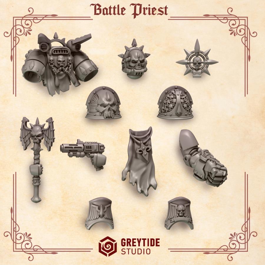 Crimson Lords Battle Priest Pack | Battle Brothers - Greytide - Miniatures