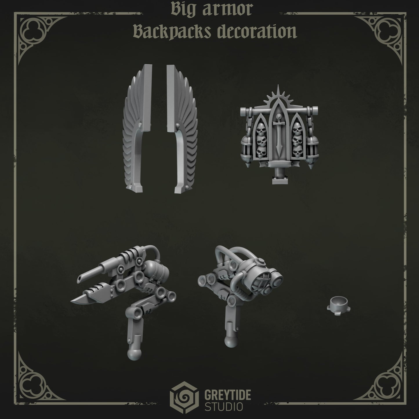 Big Armor Backpack Decorations Eternal Pilgrims | (5) - Battle Brothers - Greytide - Miniatures