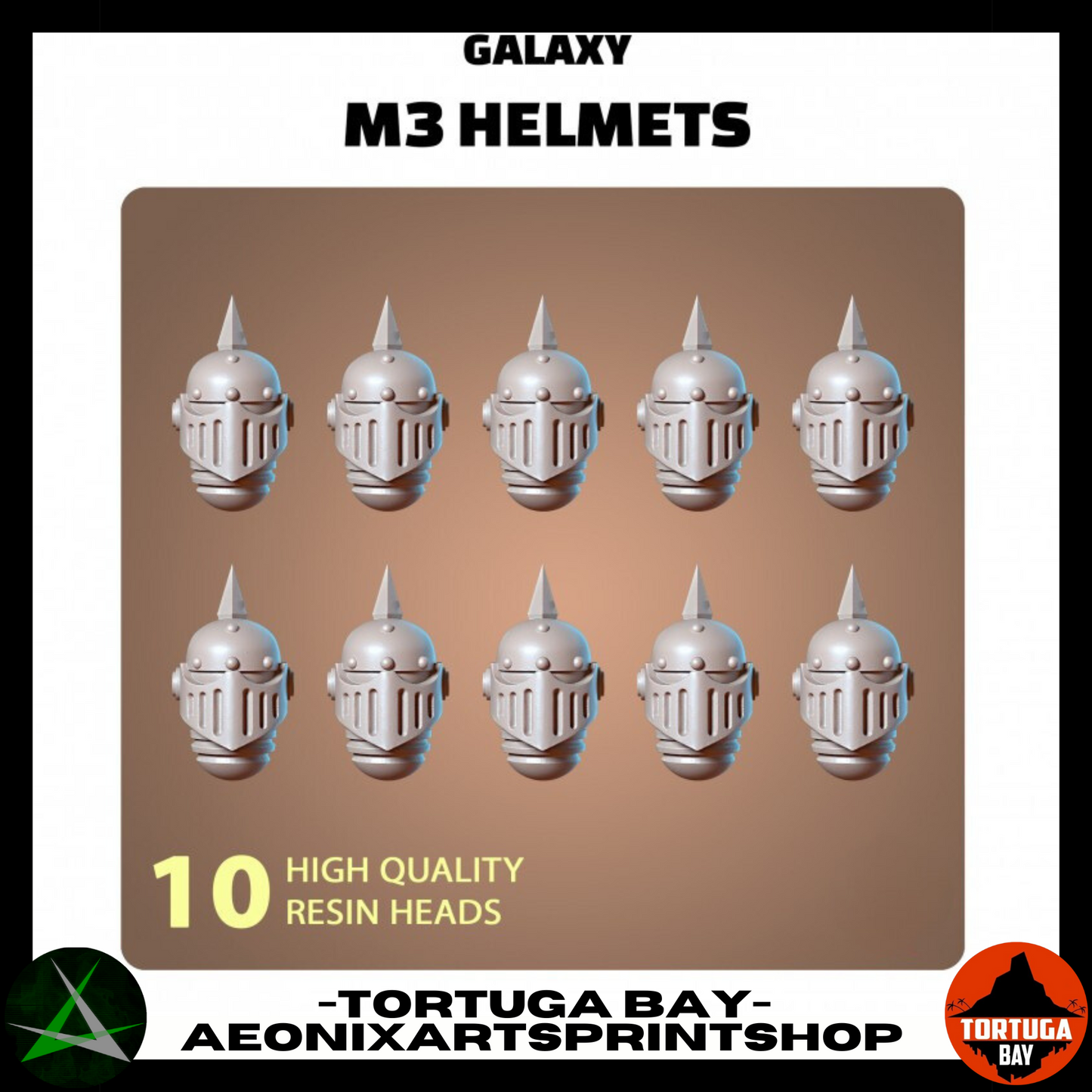 M3 Peaked Helmets | Galaxy Marines Bits (10) - MKIII Battle Brothers- Tortugabay - 3d Printed Mini Marines