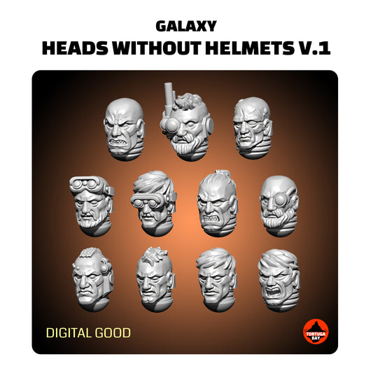 MX Heads without Helmets V.1 | Galaxy Marines Bits (11) - MKX Battle Brothers - Tortugabay - 3d Printed Mini Marines