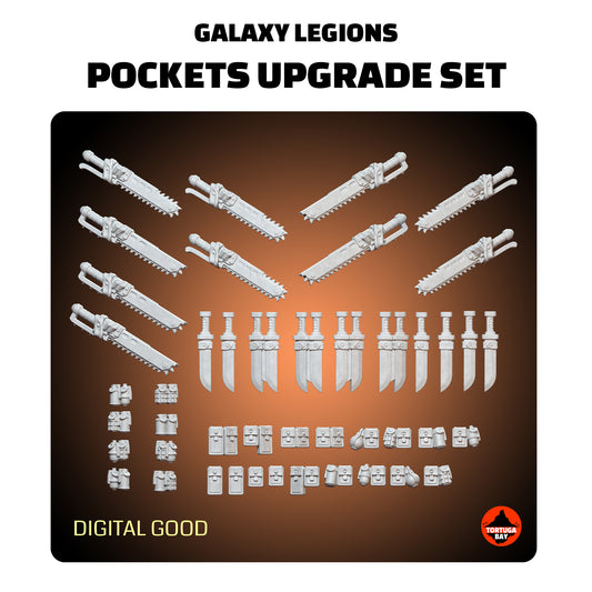 Chainswords Pockets Upgrade set | Galaxy Marine Accessory Bits - Battle Brothers - Tortugabay - 3d Printed Mini Marines