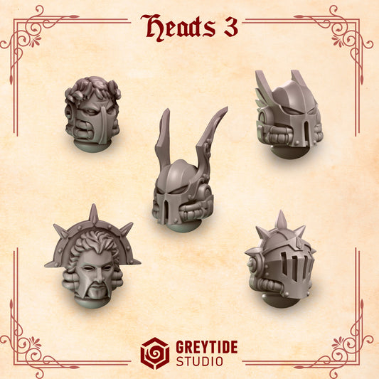 Heads 3 Crimson Lords | (5) - Battle Brothers - Greytide - Miniatures