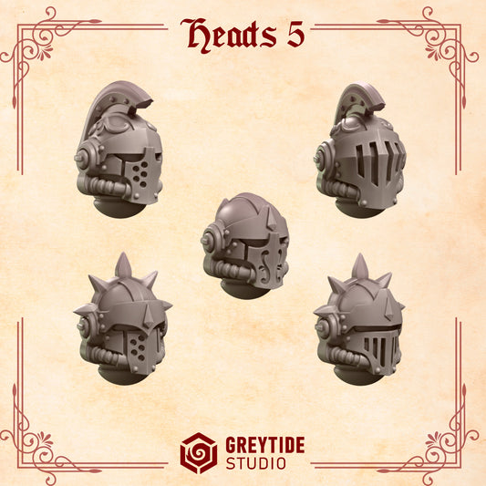 Heads 5 Crimson Lords | (5) - Battle Brothers - Greytide - Miniatures