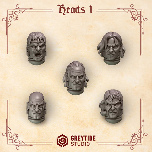 Heads 1 Crimson Lords | (5) - Battle Brothers - Greytide - Miniatures