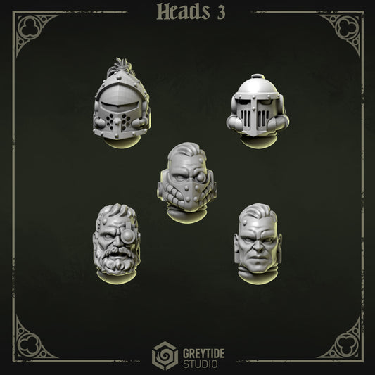 Heads 3 Eternal Pilgrims | (5) - Battle Brothers - Greytide - Miniatures