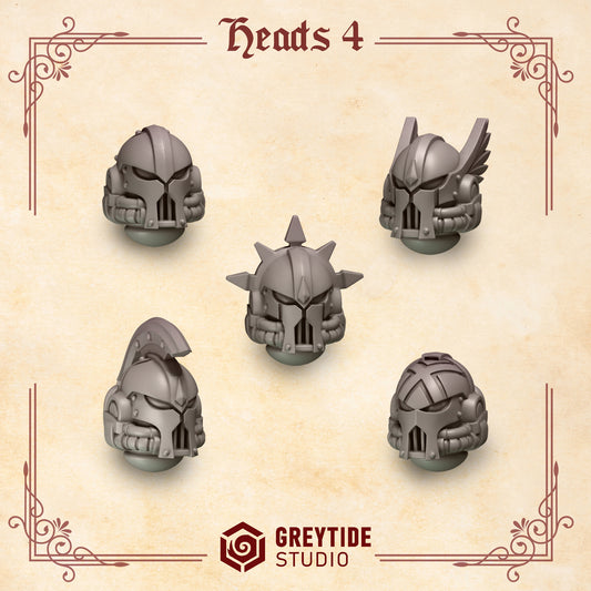 Heads 4 Crimson Lords | (5) - Battle Brothers - Greytide - Miniatures