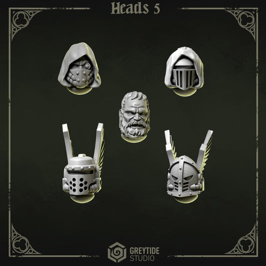 Heads 5 Eternal Pilgrims | (5) - Battle Brothers - Greytide - Miniatures