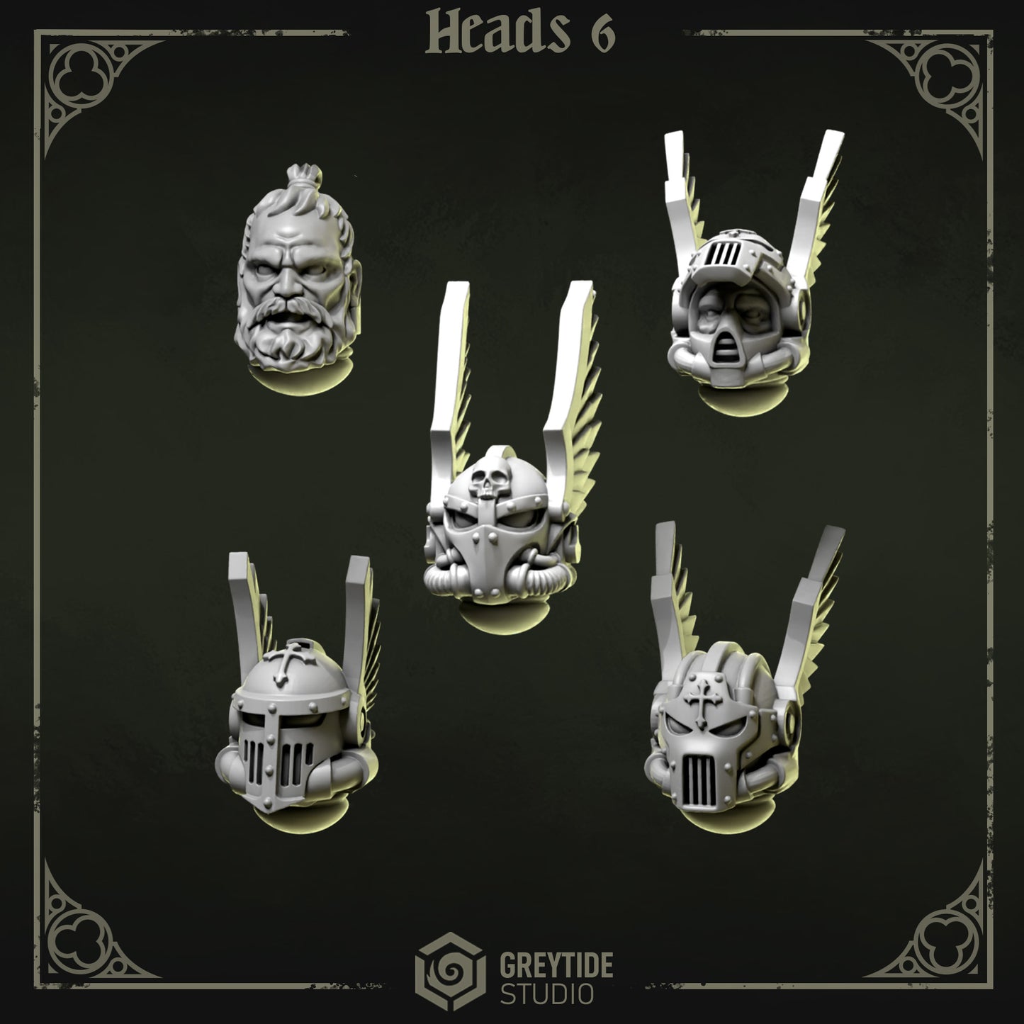 Heads 6 Eternal Pilgrims | (5) - Battle Brothers - Greytide - Miniatures