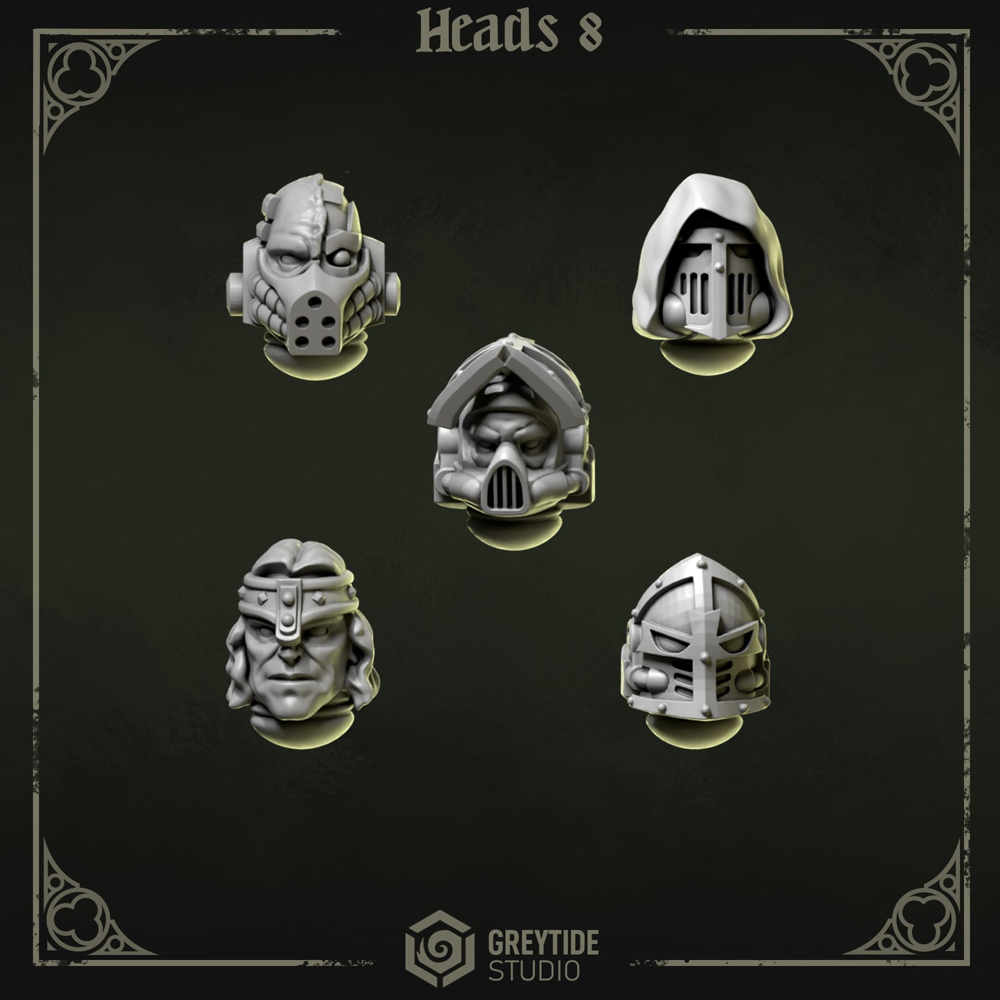Heads 8 Eternal Pilgrims | (5) - Battle Brothers - Greytide - Miniatures