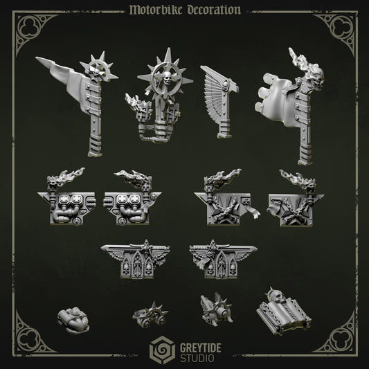 Motorbike Decorations Eternal Pilgrims/Crusaders | (2) - Battle Brothers - Greytide - Miniatures