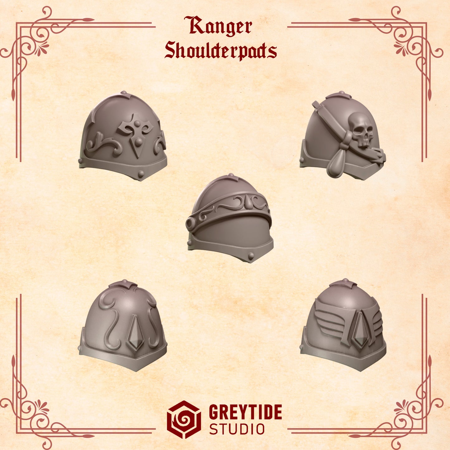 Ranger Shoulders Crimson Lords | (5) - Battle Brothers - Greytide - Miniatures