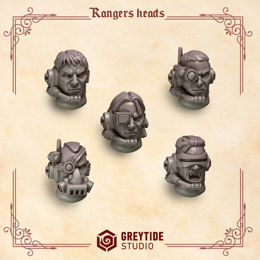 Ranger Heads Crimson Lords | (5) - Battle Brothers - Greytide - Miniatures