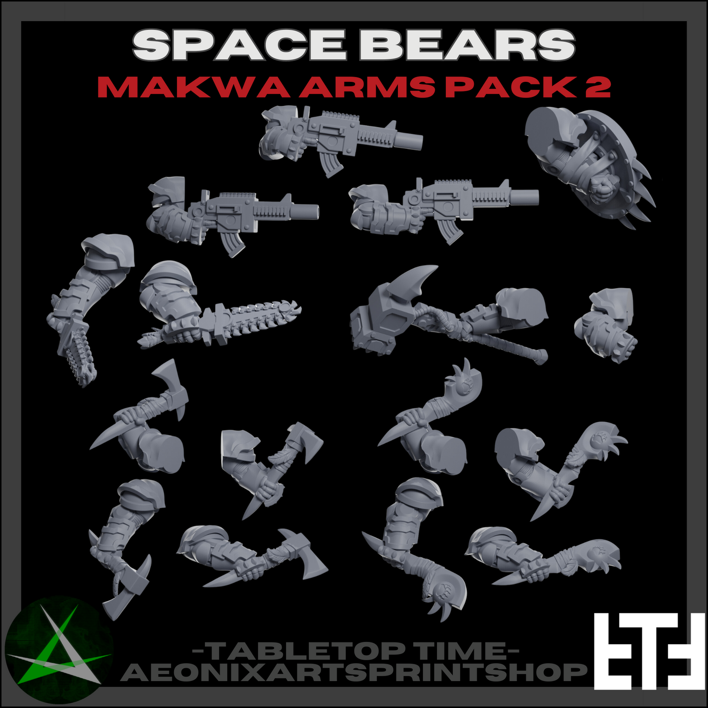 Makwa Marines Squad | Space Bears (10) - MKX Prime Brothers - Tabletop Time - 3d Printed Mini Marines