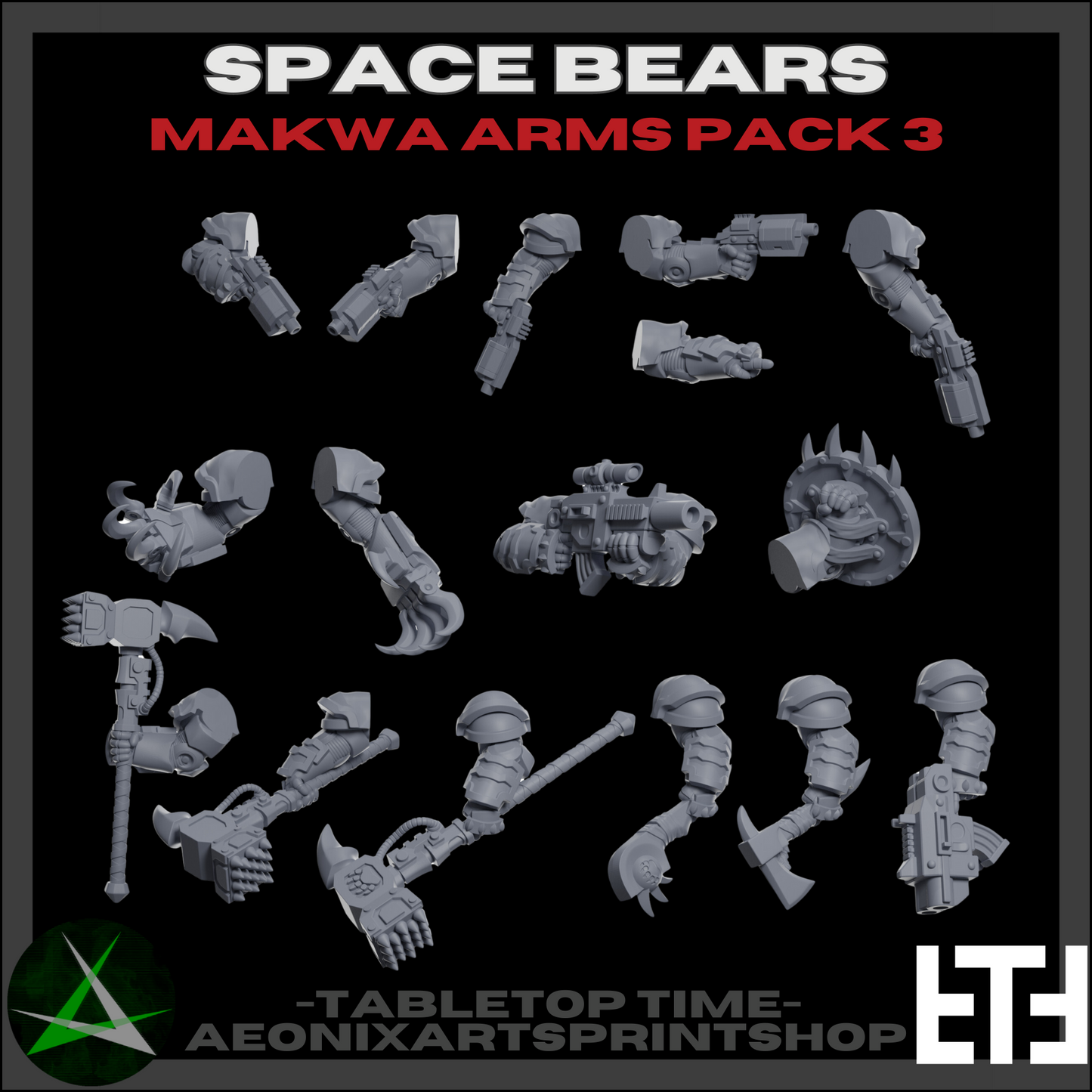 Makwa Marines Squad | Space Bears (10) - MKX Prime Brothers - Tabletop Time - 3d Printed Mini Marines