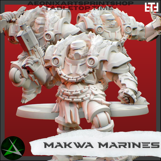 Makwa Marines Squad | Space Bears (10) - MKX Prime Brothers - Tabletop Time - 3d Printed Mini Marines