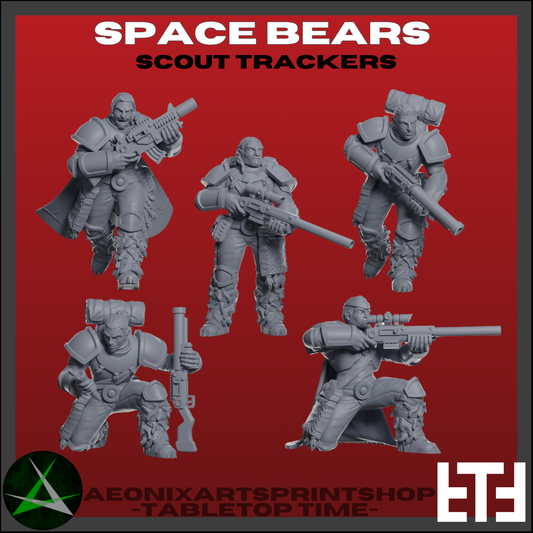 Wolf Trackers Squad | Space Bears (10) - Human Defense Force - Tabletop Time - 3D Printed Mini Marines