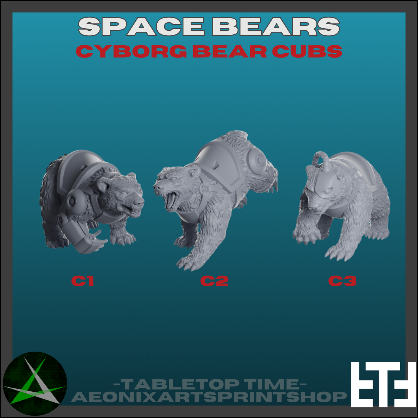 Bear Cubs Pack | Space Bears (7) - MKX Prime Brothers - Tabletop Time - 3D Printed Mini Marines