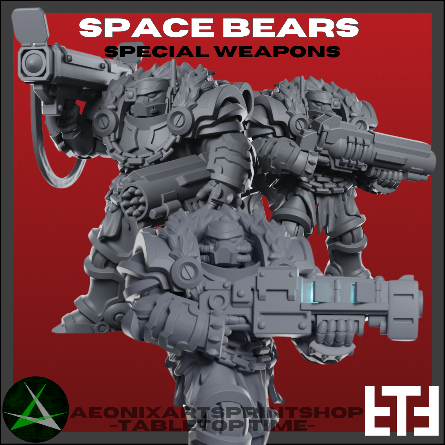 Heavy Makwa Marines Squad | Space Bears (10) - MKX Prime Brothers - Tabletop Time - 3d Printed Mini Marines