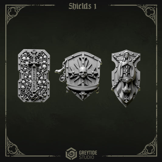 Shields 1 Eternal Pilgrims | (3) - Battle Brothers - Greytide - Miniatures