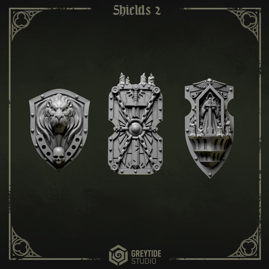 Shields 2 Eternal Pilgrims | (3) - Battle Brothers - Greytide - Miniatures