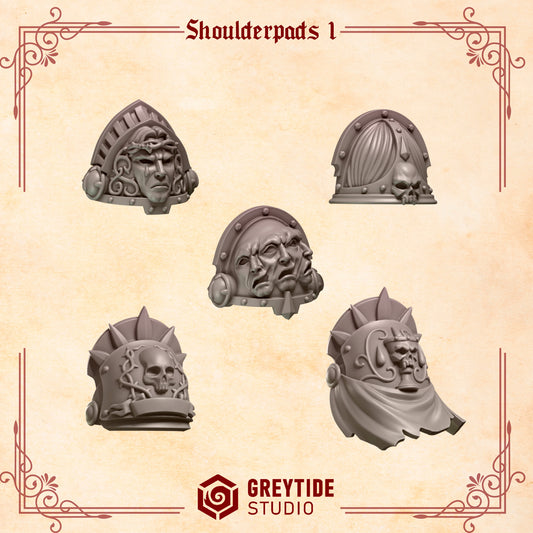 Shoulders 1 Crimson Lords | (5) - Battle Brothers - Greytide - Miniatures