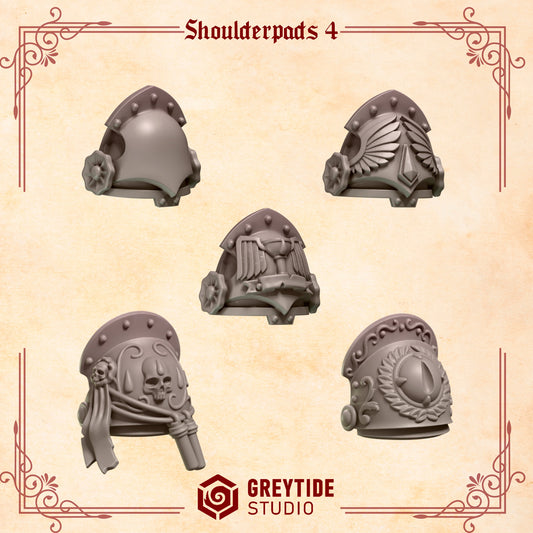 Shoulders 4 Crimson Lords | (5) - Battle Brothers - Greytide - Miniatures