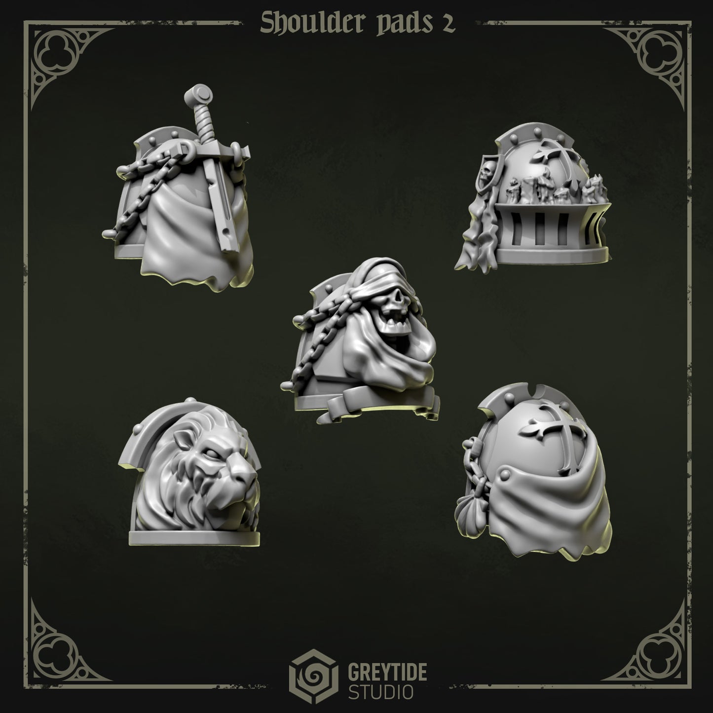 Shoulder Pads 2 Eternal Pilgrims | (5) - Battle Brothers - Greytide - Miniatures