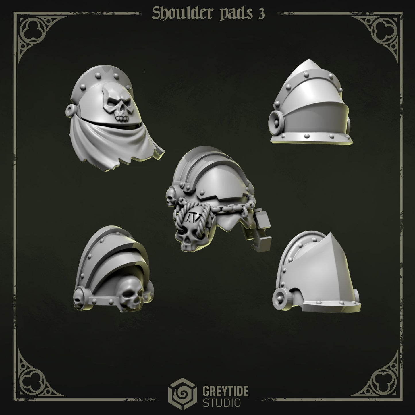 Shoulder Pads 3 Eternal Pilgrims | (5) - Battle Brothers - Greytide - Miniatures