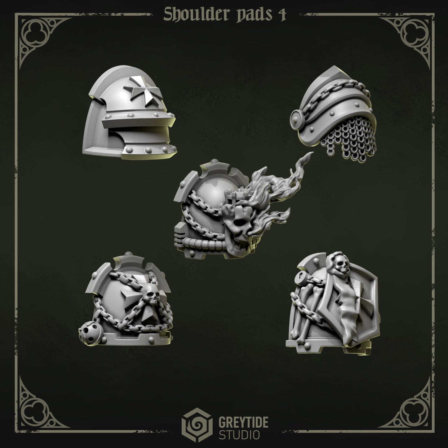 Shoulder Pads 4 Eternal Pilgrims | (5) - Battle Brothers - Greytide - Miniatures