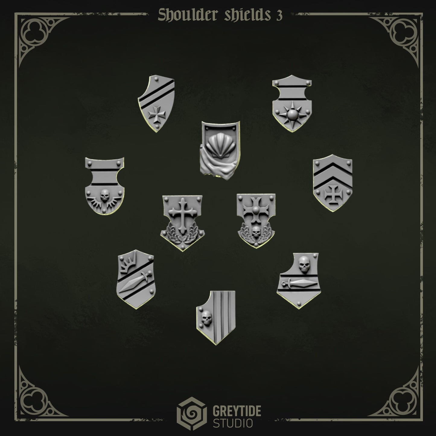 Should Shields 3 Eternal Pilgrims | Battle Brothers - Greytide - Miniatures