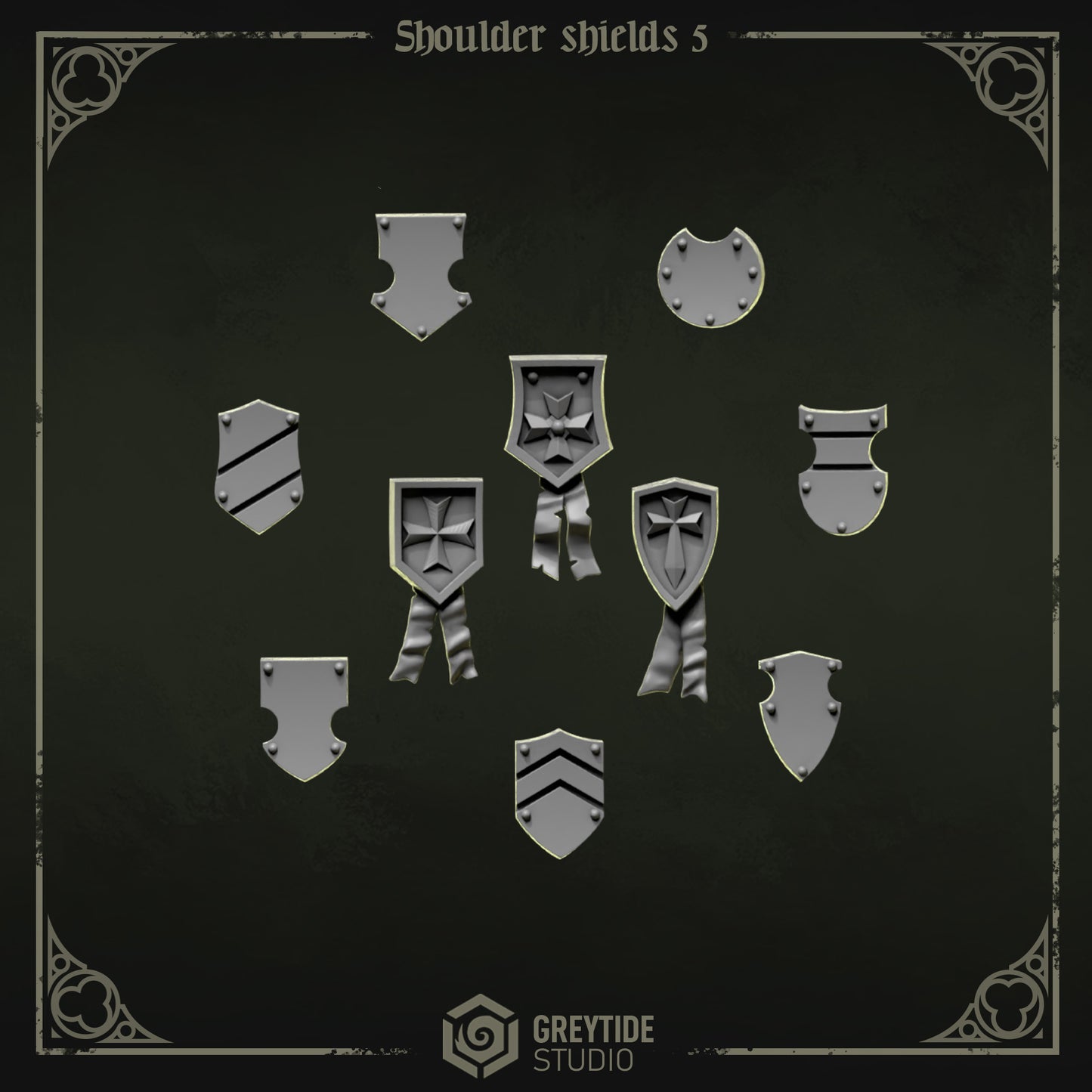 Should Shields 5 Eternal Pilgrims | Battle Brothers - Greytide - Miniatures