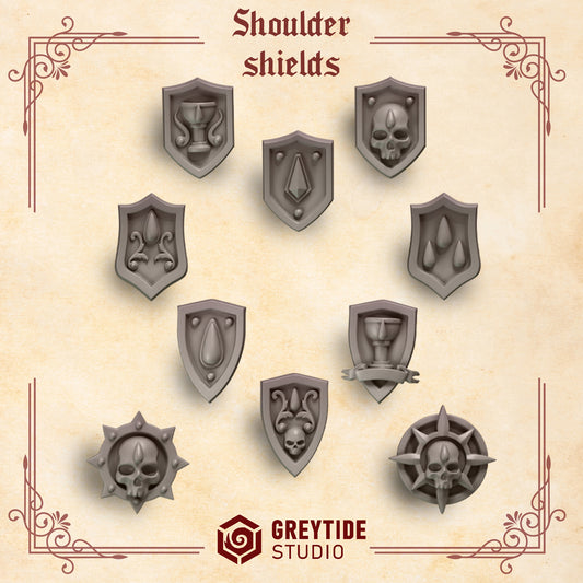Shoulder Shields Crimson Lords | Battle Brothers - Greytide - Miniatures