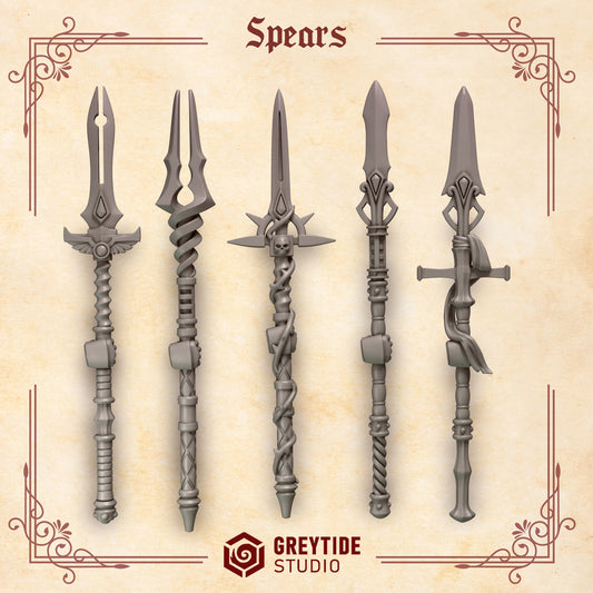 Spears Crimson Lords | (5) - Battle Brothers - Greytide - Miniatures