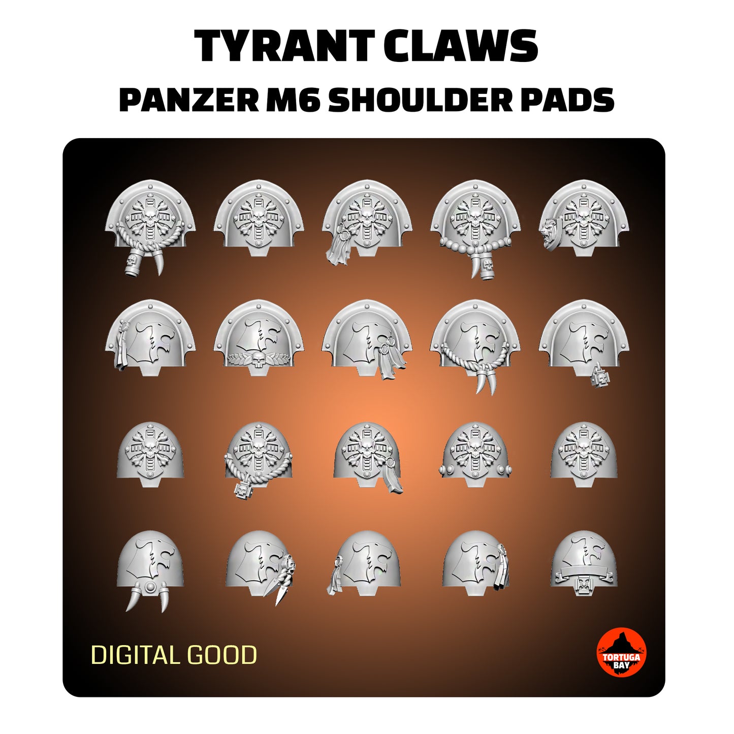 M6 Tyrant Claws Heavy Shoulder Pads | Galaxy Marines Bits (20) - Battle Brothers- Tortugabay - 3d Printed Mini Marines