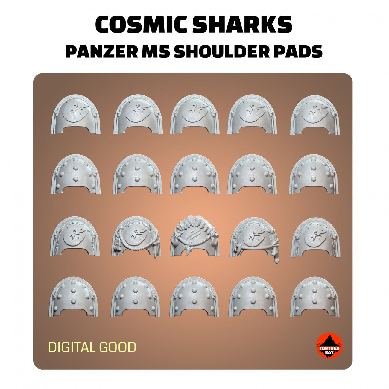 M5 Sharks Heavy Shoulder Pads | Galaxy Marines Bits (20) - Battle Brothers- Tortugabay - 3d Printed Mini Marines