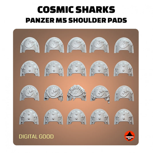 M5 Sharks Heavy Shoulder Pads | Galaxy Marines Bits (20) - Battle Brothers- Tortugabay - 3d Printed Mini Marines