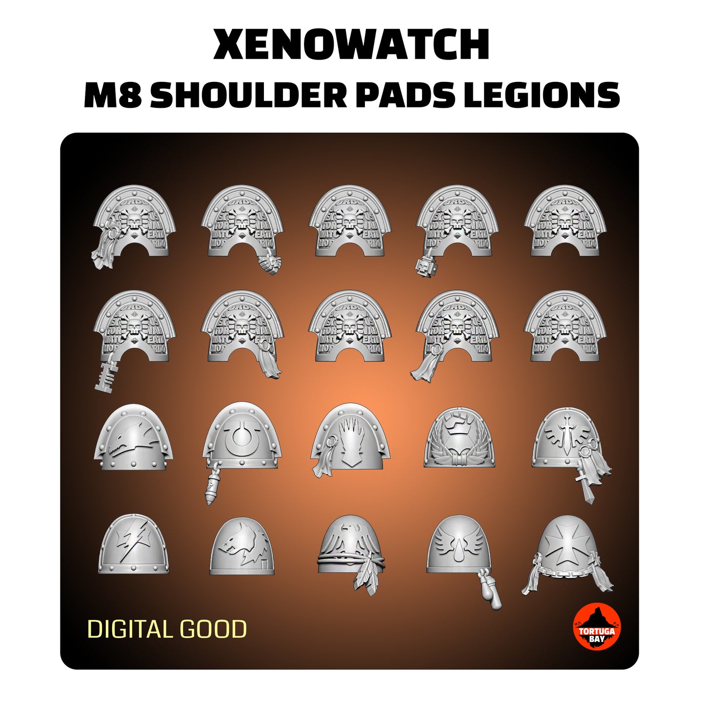 M8 Xenowatch Legions Shoulder Pads | Galaxy Marines Bits (20) - Battle Brothers - Tortugabay - 3D Printed Mini Marines