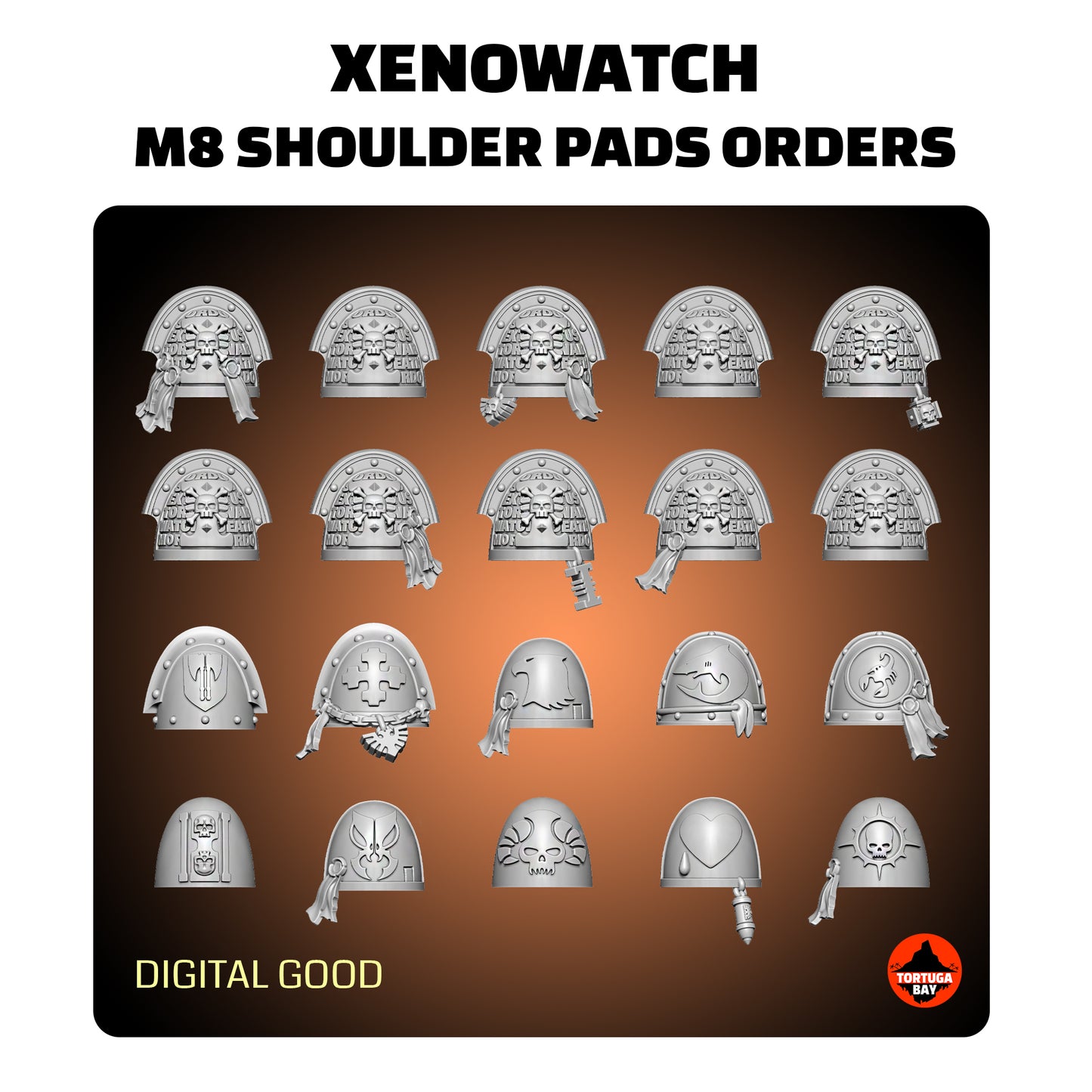 M8 Xenowatch Orders Shoulder Pads | Galaxy Marines Bits (20) - Battle Brothers - Tortugabay - 3D Printed Mini Marines