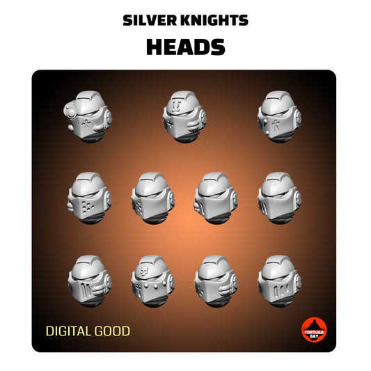 M3 Silver Knight Helmets | Galaxy Marines Bits (11) - MKIII Battle Brothers - Tortugabay - 3d Printed Mini Marines