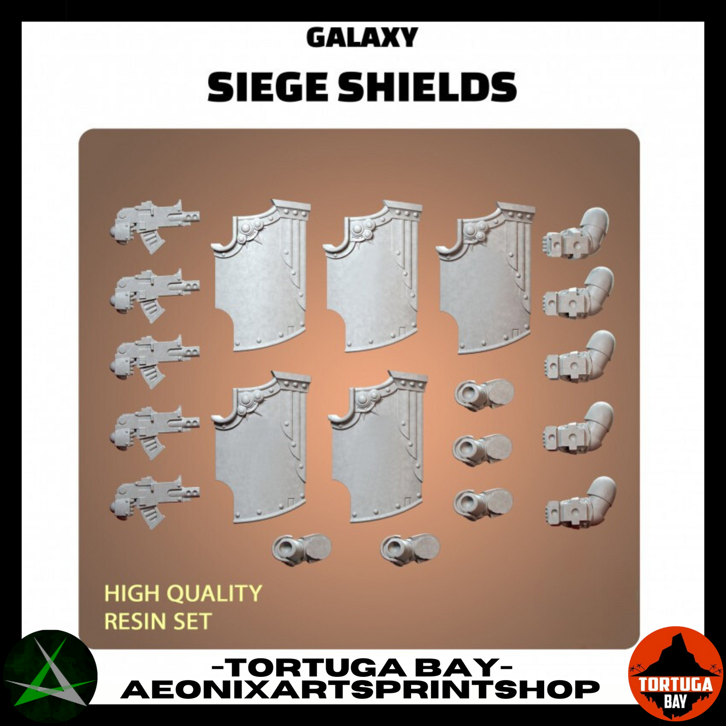 M3 Siege Shields | Galaxy Marines Bits (10) - MKIII Battle Brothers - Tortugabay - 3d Printed Mini Marines