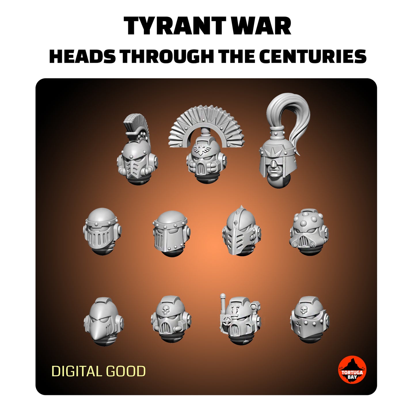 M6-M8 Helmets | Galaxy Marines Bits (10) - MKVIII Battle Brothers - Tortugabay - 3D Printed Mini Marines