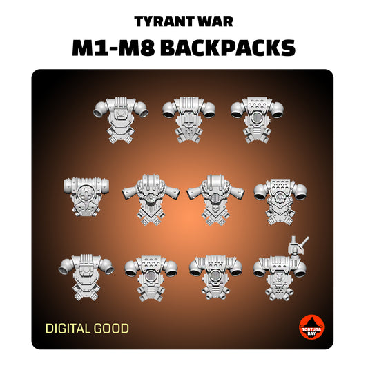 M1-M8 Backpacks | Galaxy Marines Bits (10) - Battle Brothers- Tortugabay - 3D Printed Mini Marines
