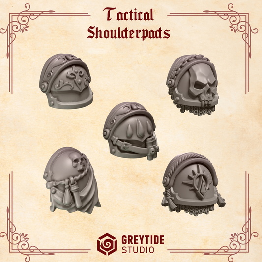 Tactical Shoulders Crimson Lords | (5) - Battle Brothers - Greytide - Miniatures