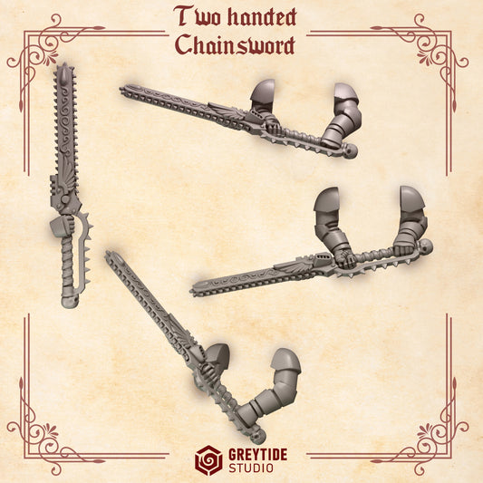 Two Handed Chainswords Crimson Lords | (4) - Battle Brothers - Greytide - Miniatures